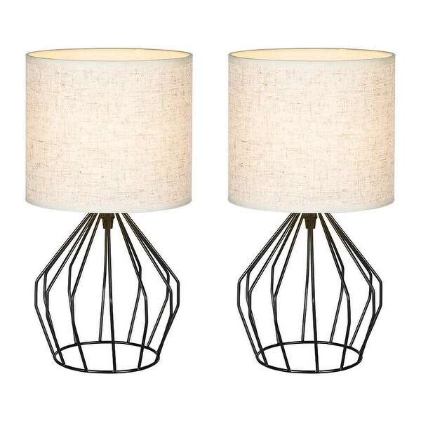 Set of 2 Metal Table Lamps Farmhouse Bedside Geometric Lamps - 7.1