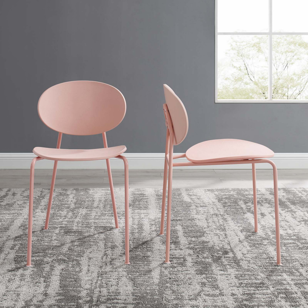 Pink Palette Dining Side Chair Set of 2   Midcentury   Dining Chairs   by Homesquare  Houzz