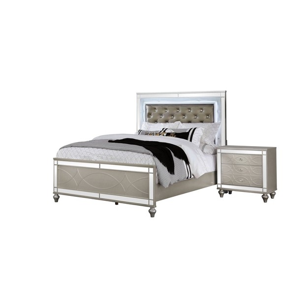 2pc Queen La Mesa Bedroom Set With Nightstand Silver Homes Inside Out