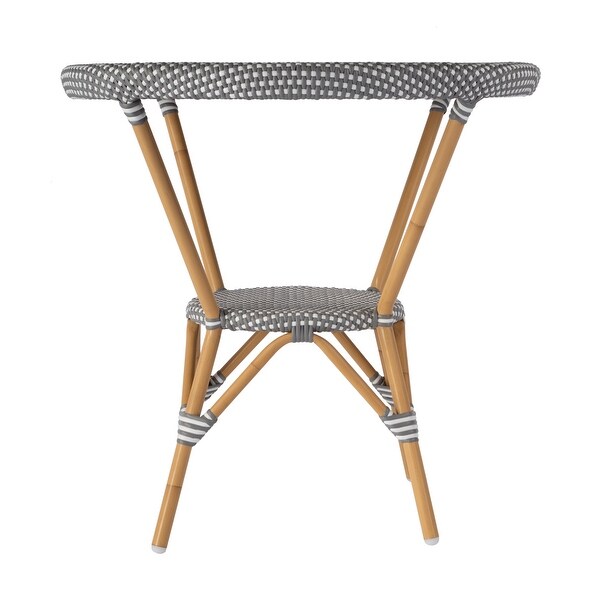 Tobias Outdoor Rattan and Metal Round Bistro Table