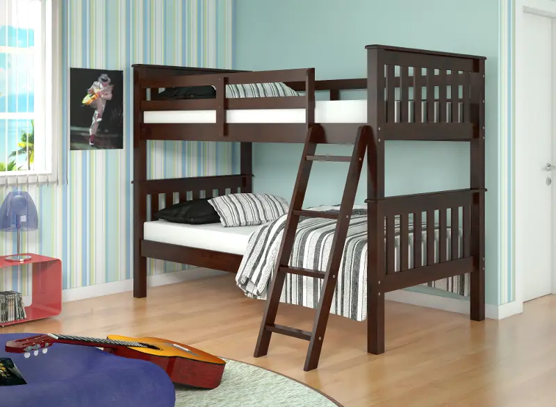 Mission Dark Brown Twin-over-Twin Bunk Bed