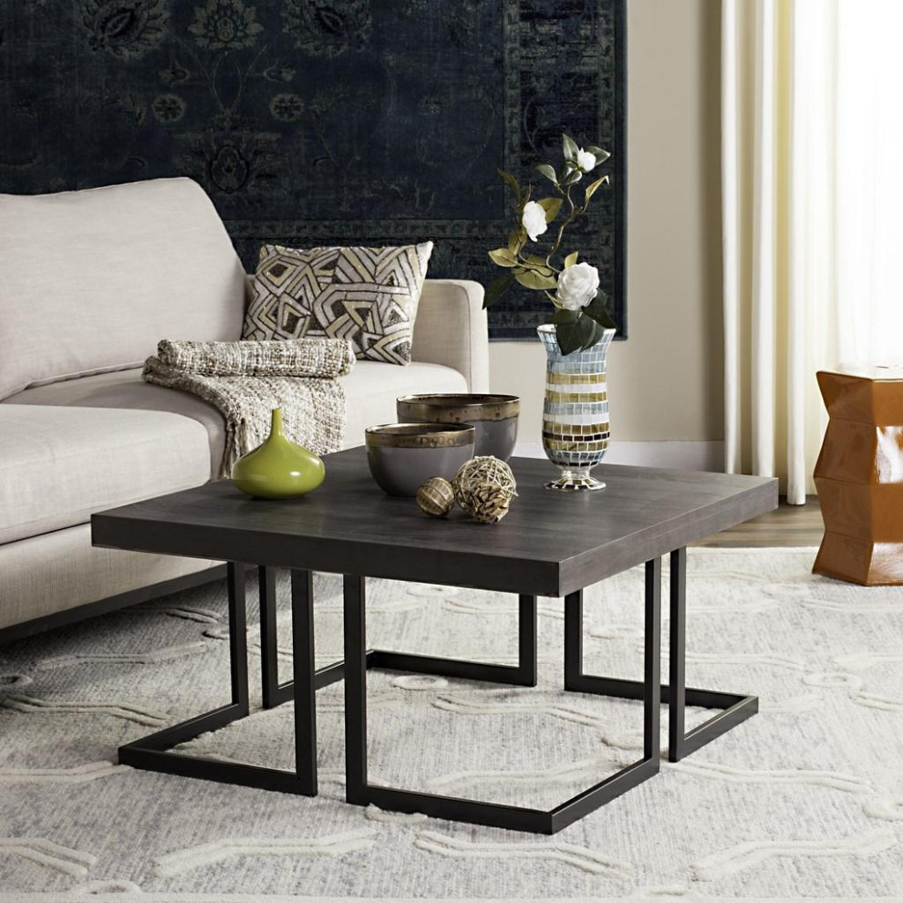 Wendal Modern Mid Century Wood Coffee Table Dark Grey Black   Industrial   Coffee Tables   by AED Luxury Home Decor  Houzz