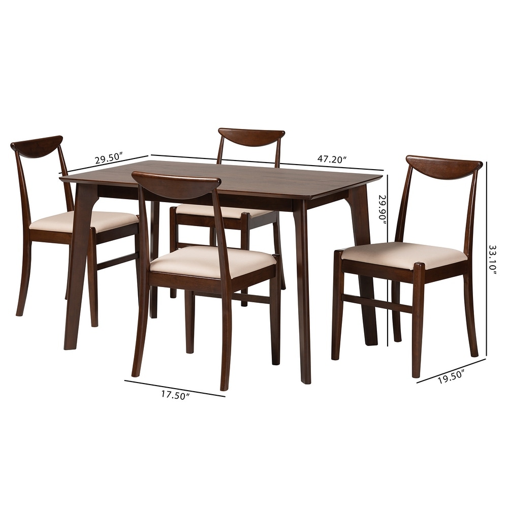 Delphina Mid Century Modern Dark Brown Finished Wood Dining Set