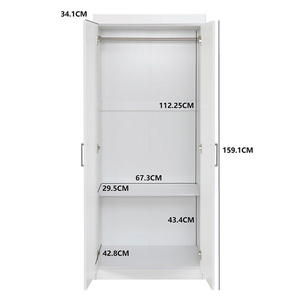 2-Door Storage Cabinet with Adjustable Shelf， Modern Simple Style Armoire Clothes Closet for Bedroom， Easy Assemble - - 37928475