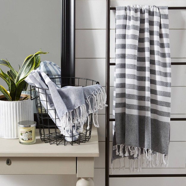 Fouta Striped Throw Blanket Design Imports