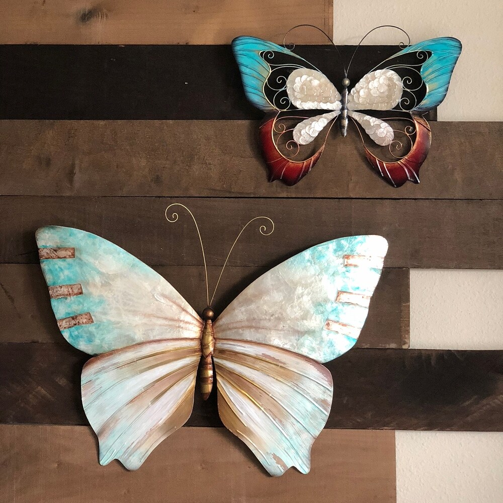 Butterfly Wall Decor Pearl And Soft Aqua (m2004)   1 x 18 x 13