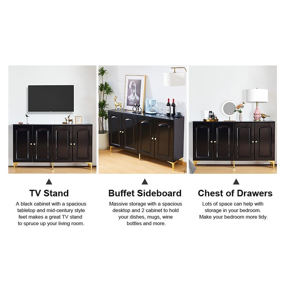 Black Sideboard Buffet Set Modern Sideboard Storage Cabinet   53.54\