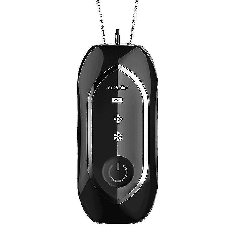 Mini Hanging Neck Air Purifier， Negative Ion Generator Black