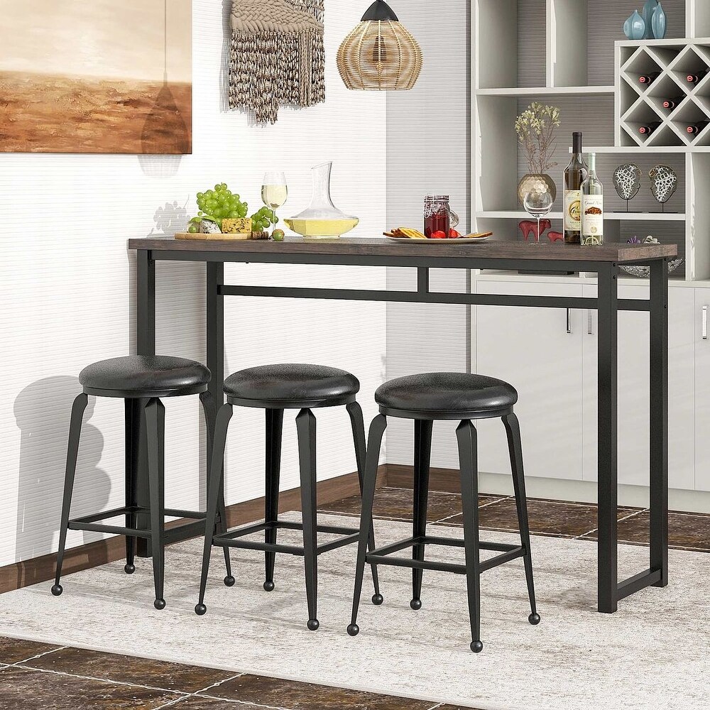 Kitchen counter height dining table with 3 barstools