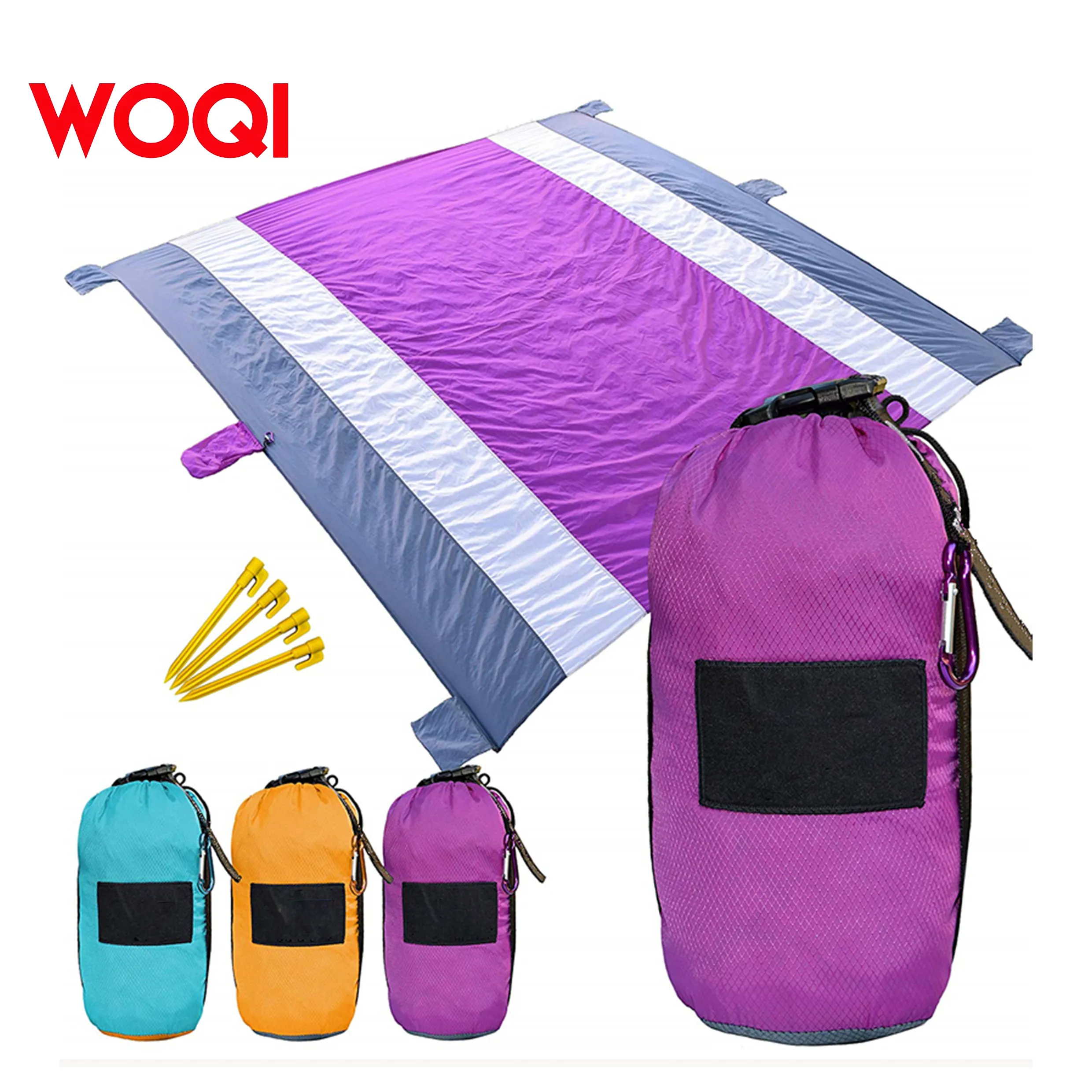 Woqi Sand Proof Waterproof Portable  Parachute Nylon Ripstop Beach Blanket