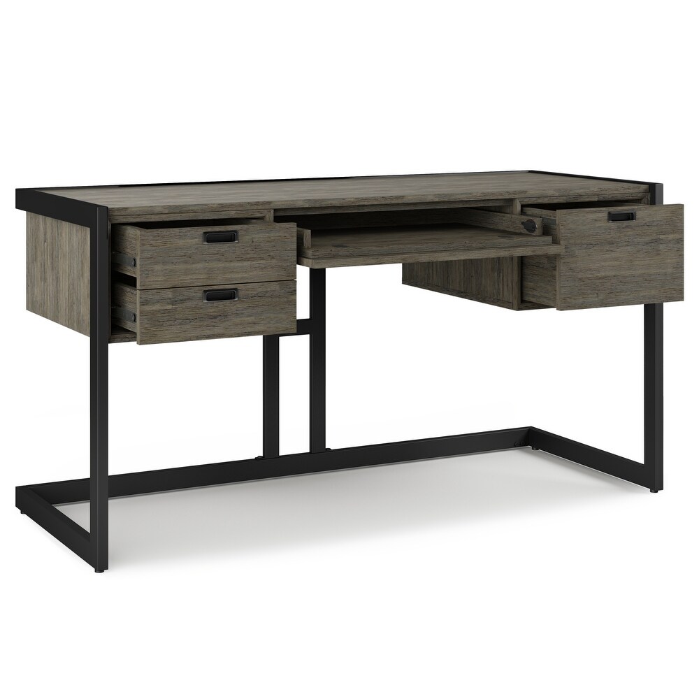 WYNDENHALL Arley SOLID ACACIA WOOD Modern Industrial 60 inch Wide Desk in Weathered Grey