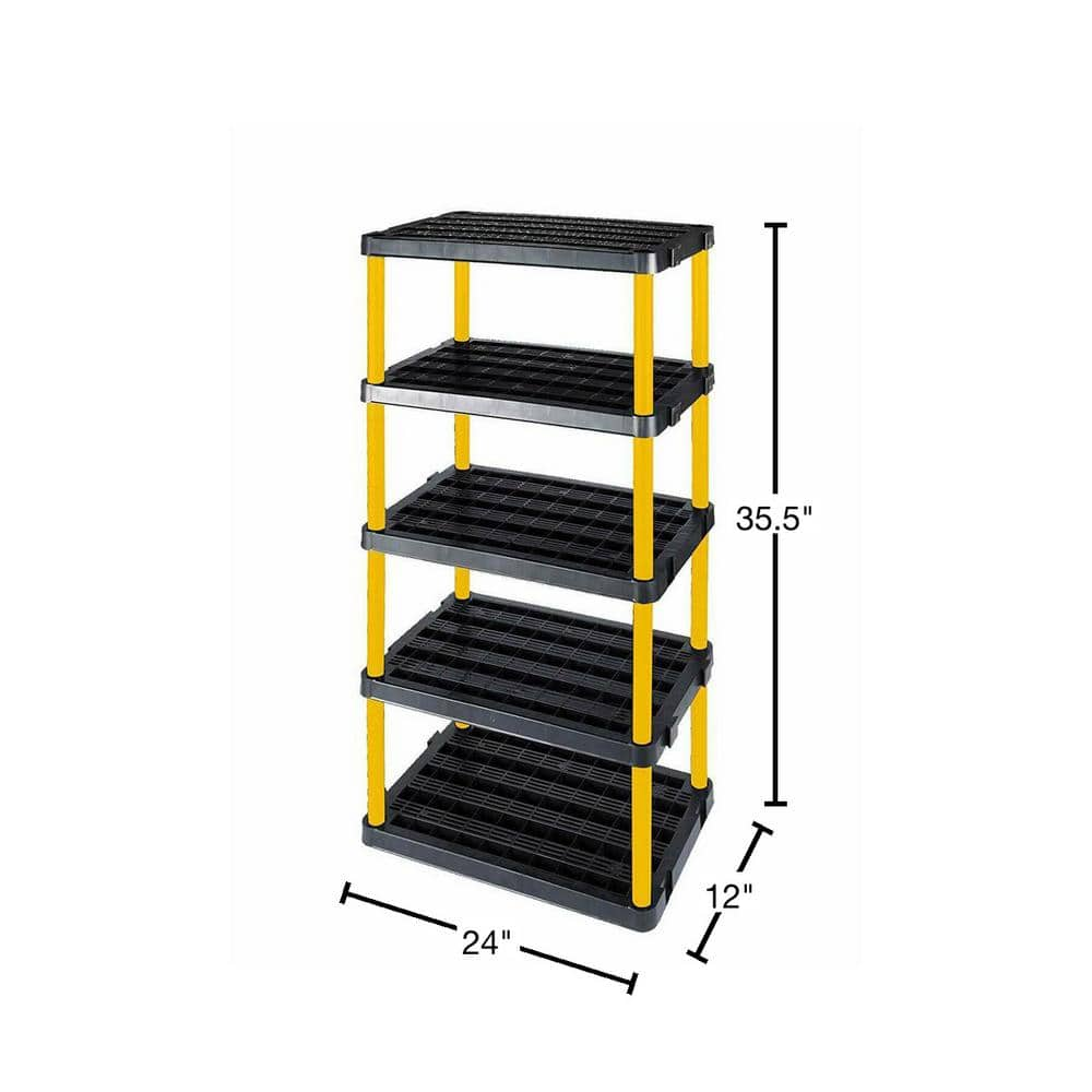 GRACIOUS LIVING Black 6-Tier Plastic Garage Storage Shelving Unit (24 in. W x 36 in. H x 12 in. D) 91090-1C-16