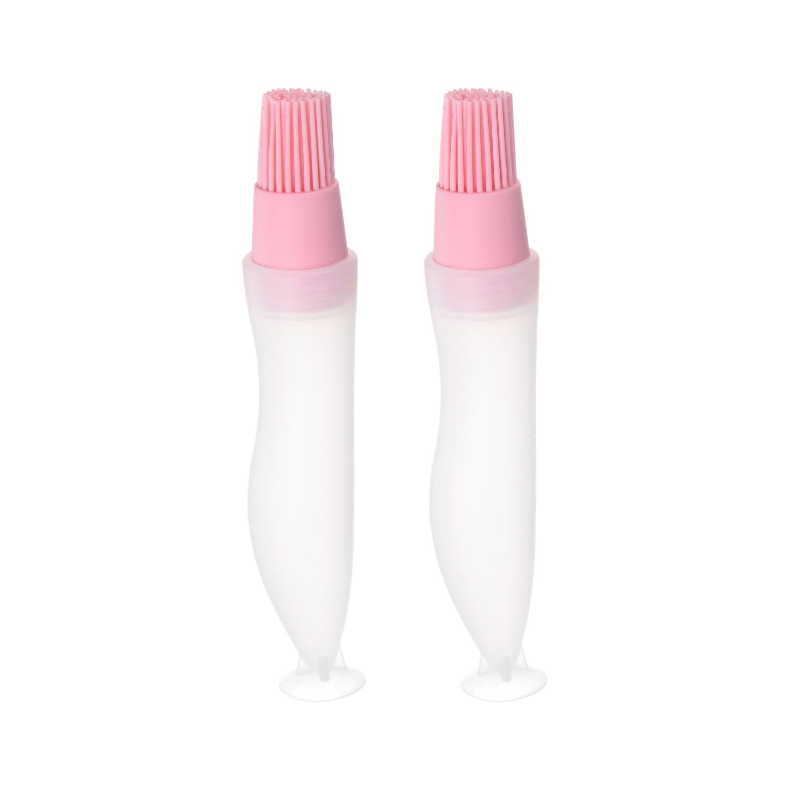 2pcs Silicone Oil Bottle Brush with Cap for Grill Barbecue Cooking Baking， Pink