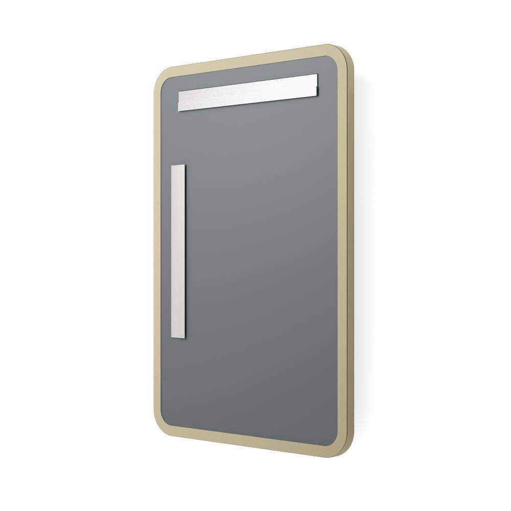 better bevel 30 in. x 40 in. Metal Framed Rounded Rectangle Bathroom Vanity Mirror in Gold 20042