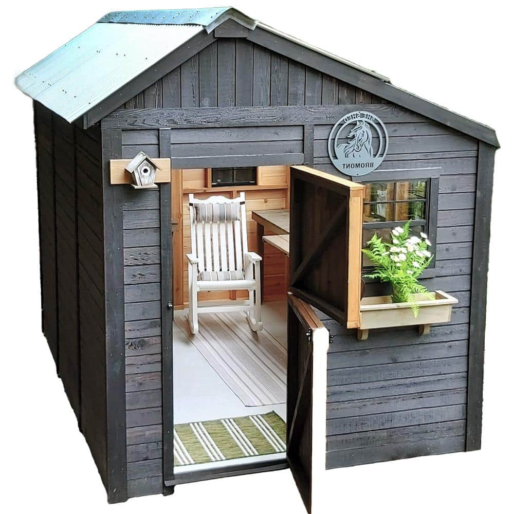 Outdoor Living Today Sunshed 8 ft. W x 8 ft. D Cedar Wood Garden Shed with Metal Roof (64 sq. ft.) SSGS88-METAL-AK