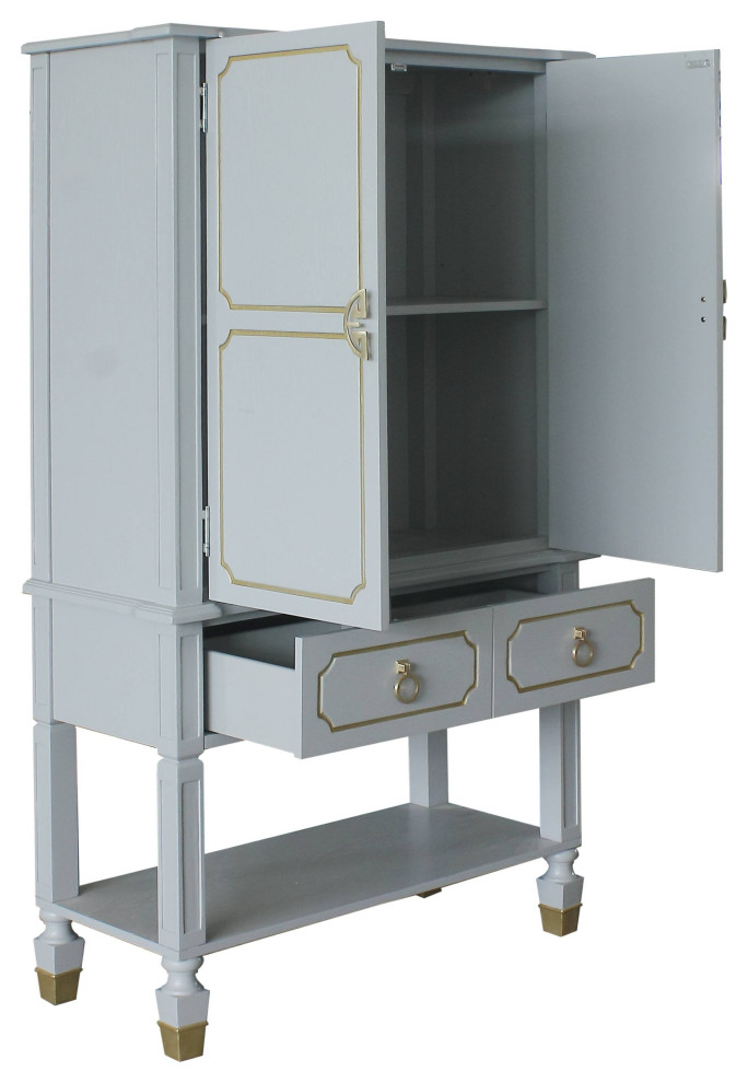 Marchesa Cabinet  Gold and Pearl Gray Finish   Traditional   Accent Chests And Cabinets   by Acme Furniture  Houzz