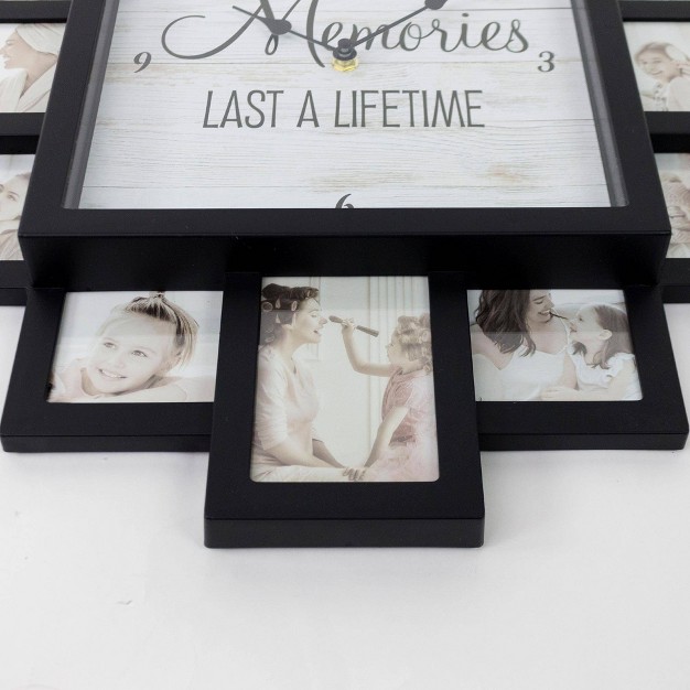 Lifetime Memories x27 Picture Frame Collage Wall Clock Black American Art Decor