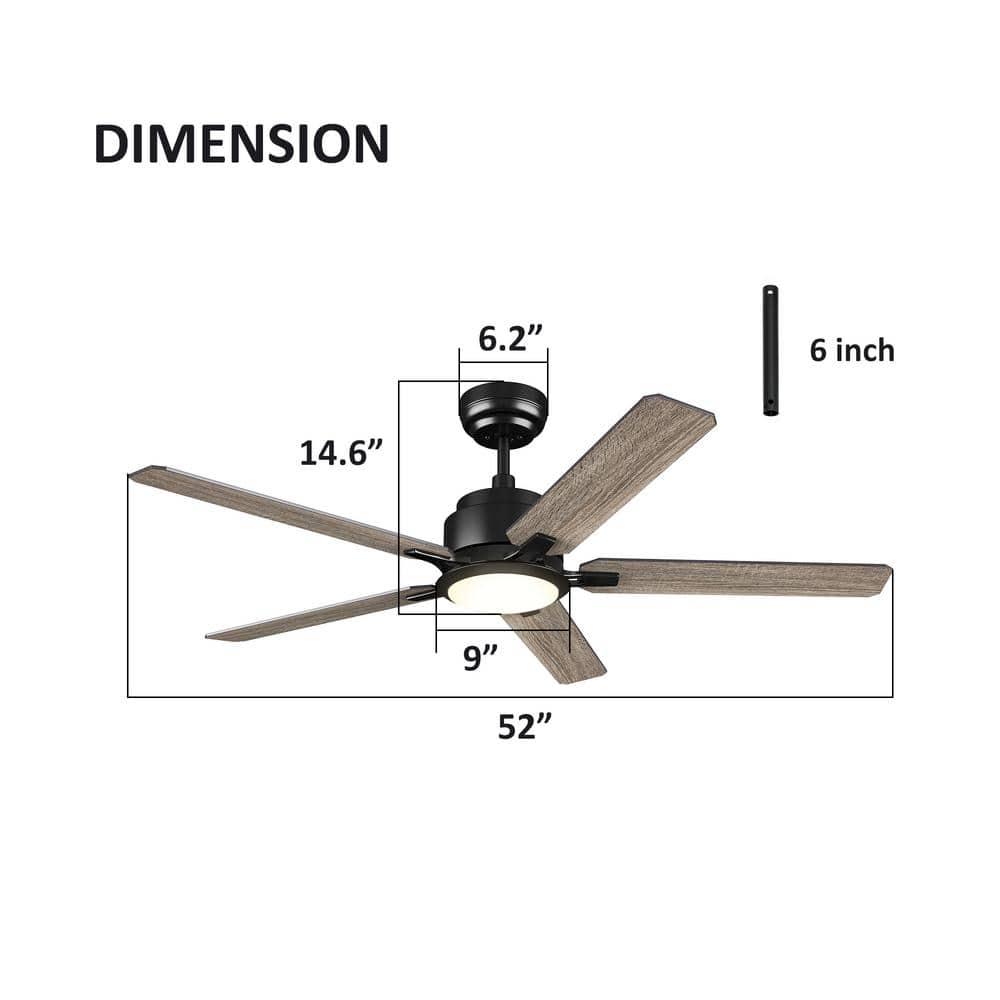 CARRO Essex 52 in Dimmable LED IndoorOutdoor Black Smart Ceiling Fan with Light and Remote Works wAlexaGoogle Home