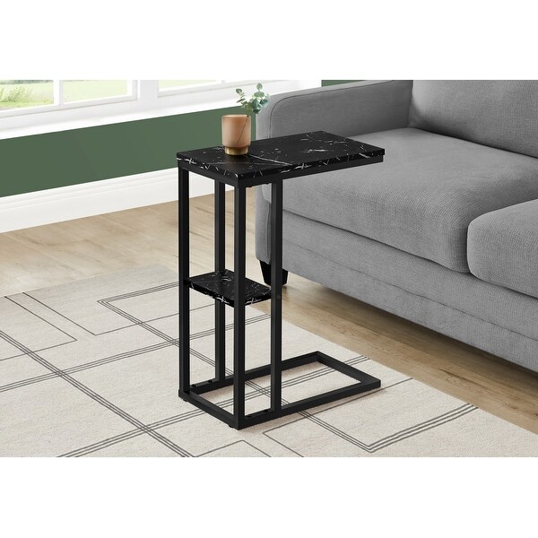 Accent Table， C-shaped， End， Side， Snack， Living Room， Bedroom， Metal， Laminate， Contemporary， Modern - 18.25