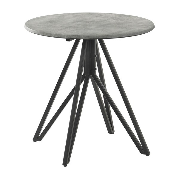 Coaster Furniture Hadi Cement and Gunmetal Round End Table with Hairpin Legs