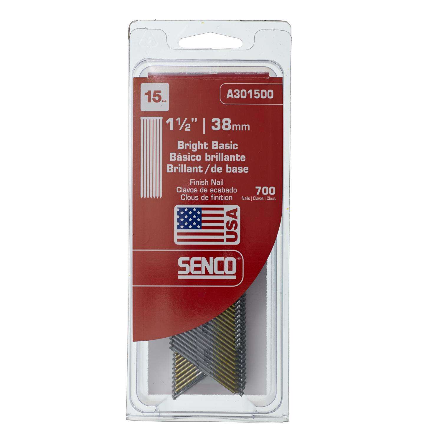 Senco 1-1/2 in. 15 Ga. Angled Strip Bright Finish Nails 34 deg 700 pk