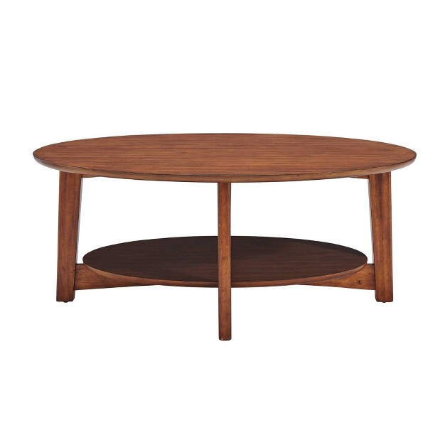 Monterey Oval Mid Century Modern Wood Coffee Table Chestnut Alaterre Furniture