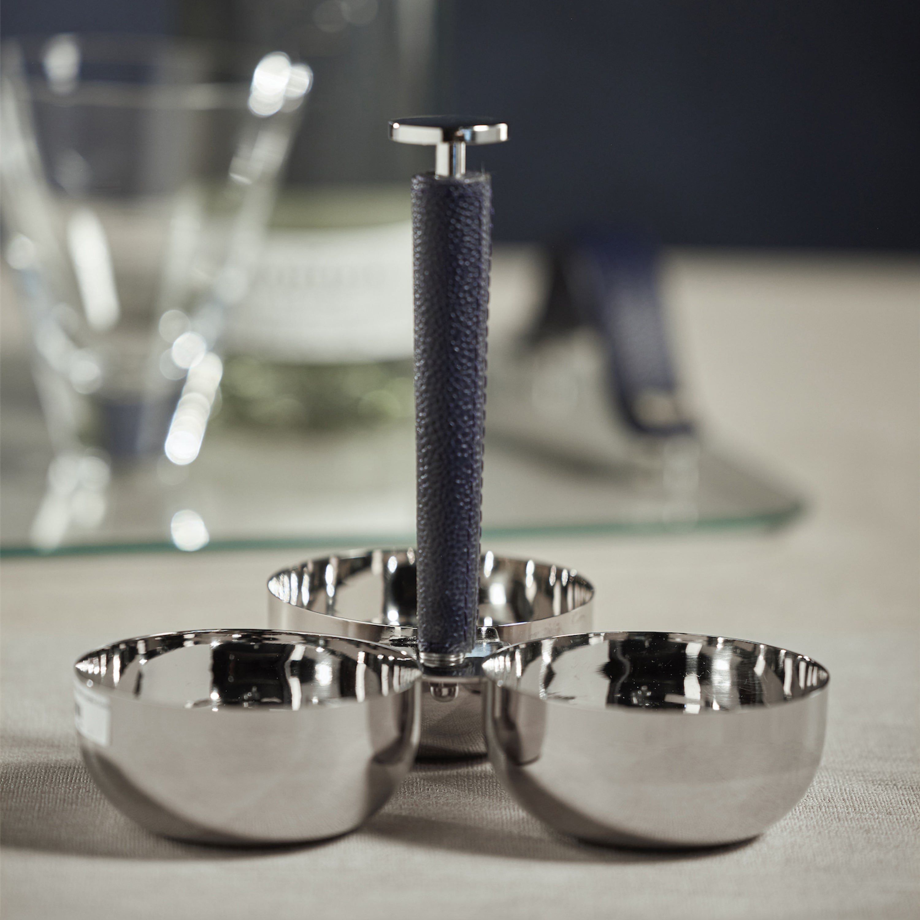 Lucena Nickel w/ Leather Condiment Set