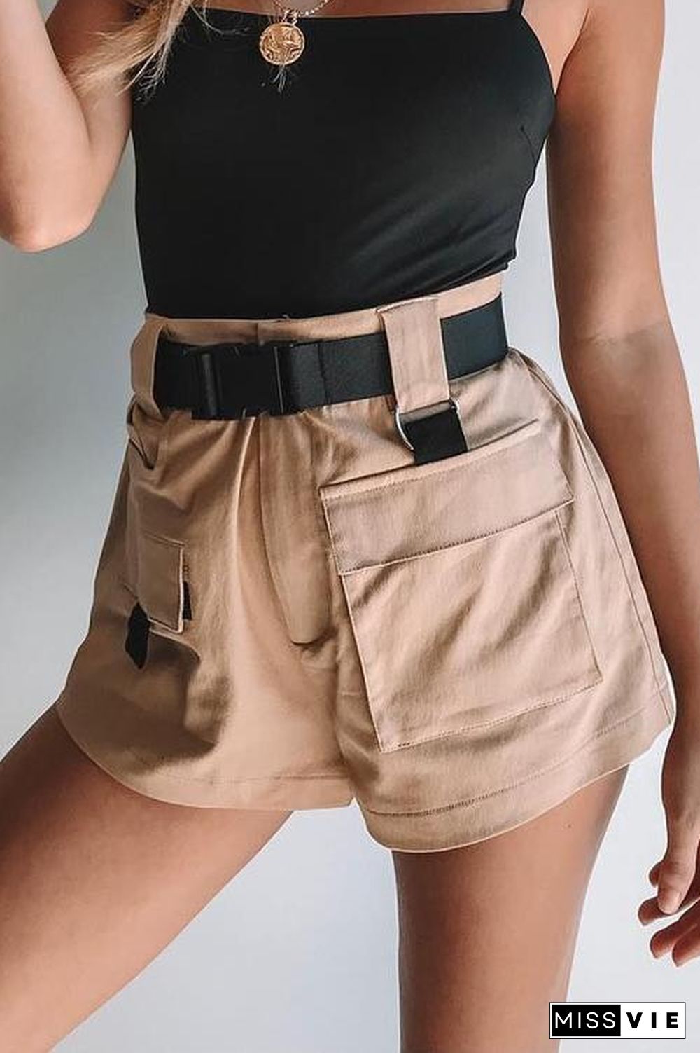 Pockets Cargo Shorts With Belt