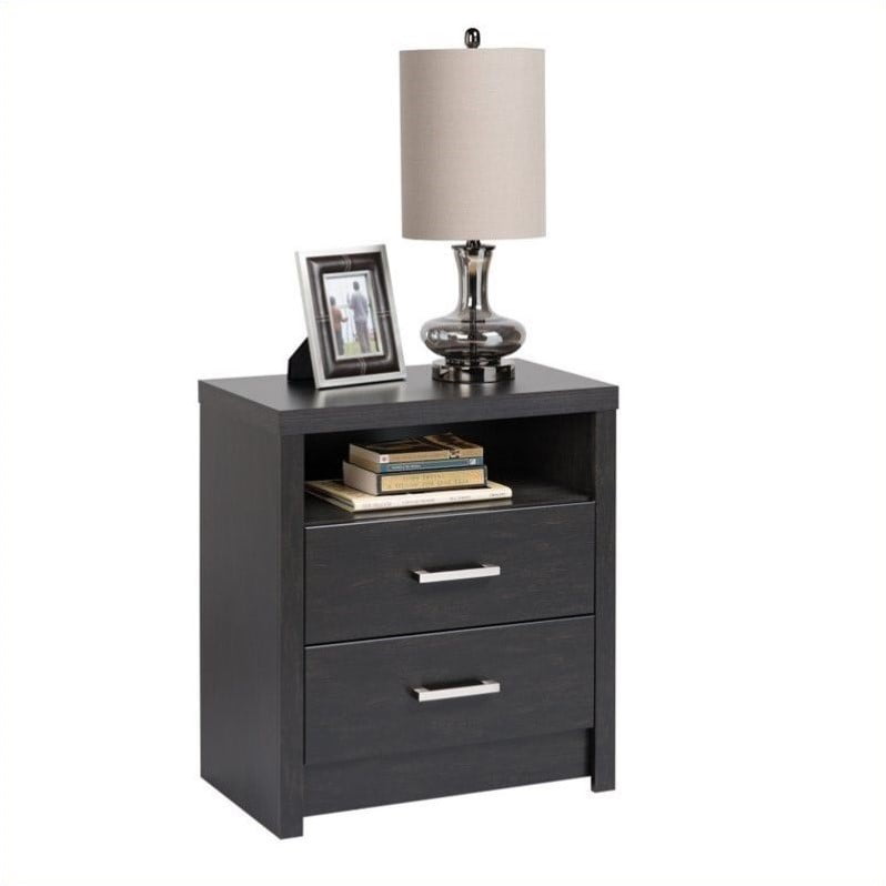 Kingfisher Lane Tall 2 Drawer Nightstand in Black