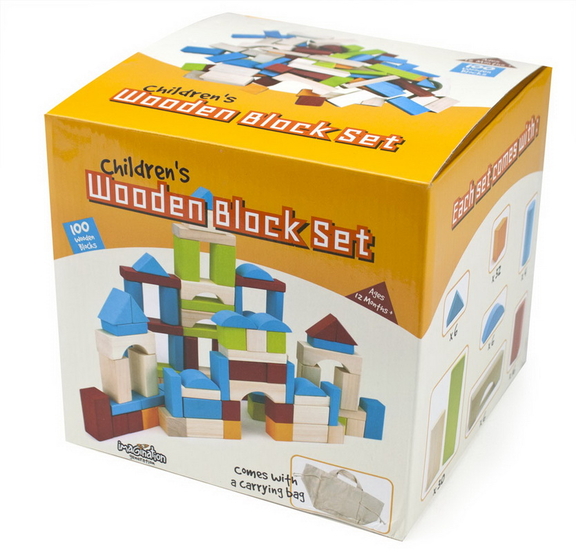 Brybelly 100 Piece Wooden Block Set with Carrying ...