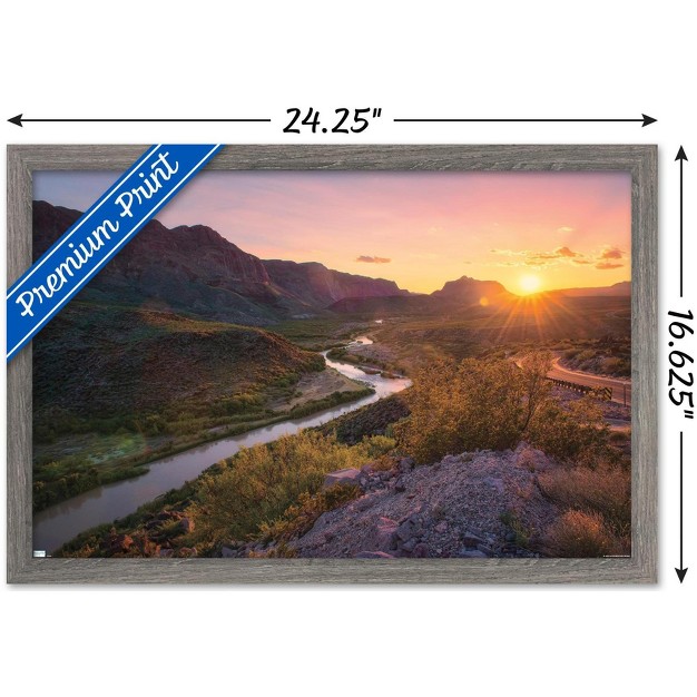 Trends International Texas Rio Grande At Sunset Framed Wall Poster Prints