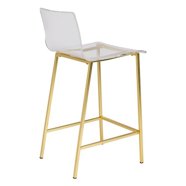 Clear Acrilyc Counter Stool with Steel Legs in Gold Finish