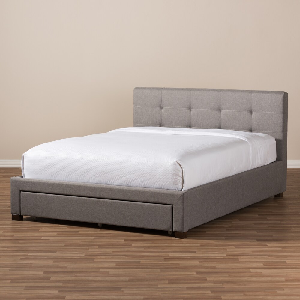 Contemporary Tufted Upholstered Storage Platform Bed by Baxton Studio