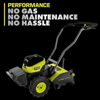 RYOBI 40V HP Brushless 18 in. Battery Powered Rear Tine Tiller with (4) 6.0 Ah Batteries and Charger RY40720