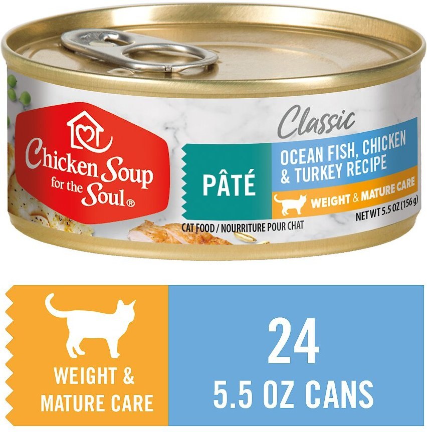 Chicken Soup for the Soul Weight and Mature Care Ocean Fish， Chicken and Turkey Recipe Pate Canned Cat Food