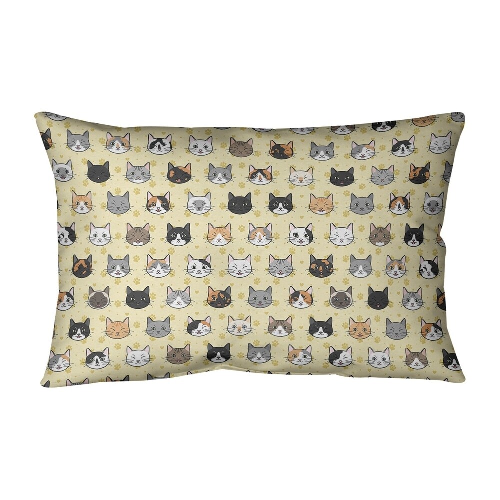 Porch   Den Alecia Kitty Cat Pattern Outdoor Lumbar Pillow