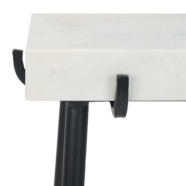 Yuki Stone Top Accent Table White Marble black Safavieh