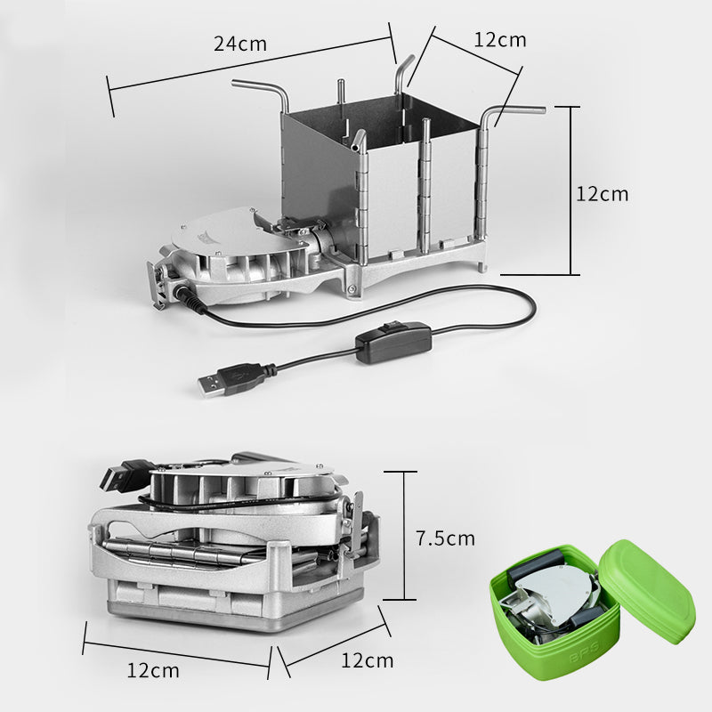 BRS BRS Portable Palm-sized Camping Outdoor Wood-burning Charcoal BBQ Furnace Electronic Blower