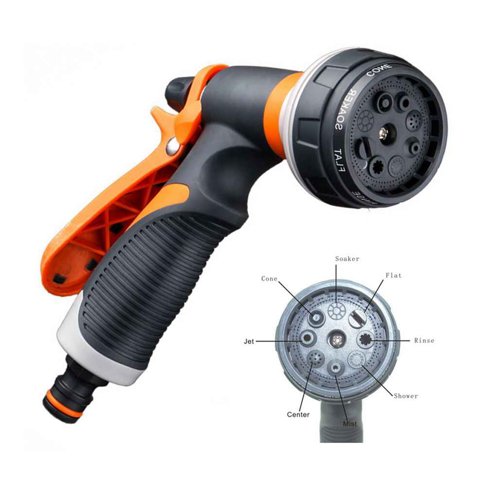 High Pressure Garden Hose Nozzle Hand Sprayer 8 Pattern Adjustable Car Wash Hose Household Garden Water Spray Nozzle