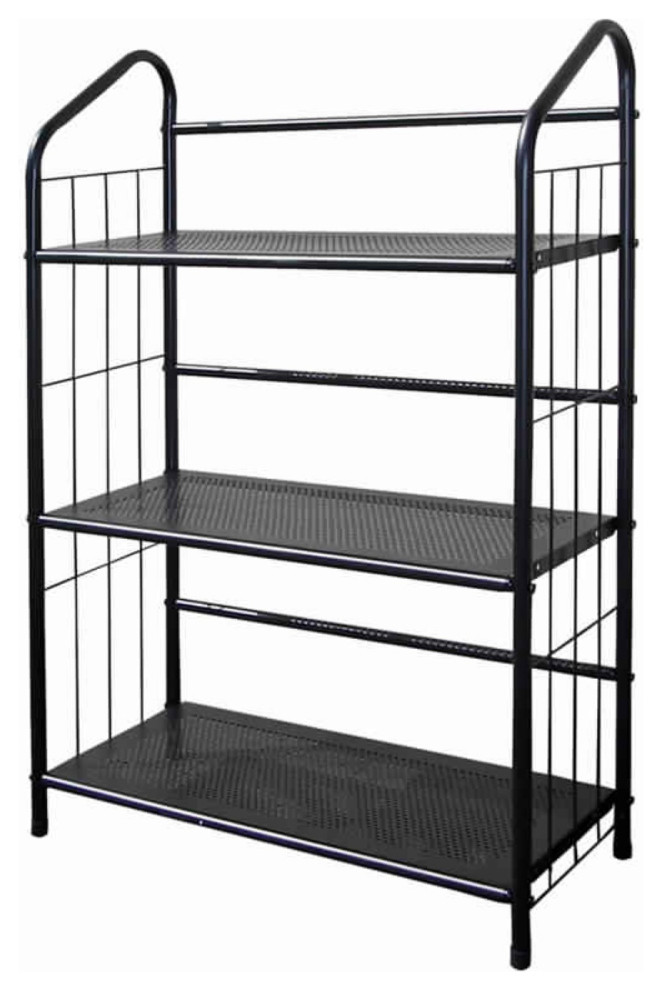 3 Tier Industrial Style Open Frame Metal Bookshelf  Black   Industrial   Bookcases   by VirVentures  Houzz