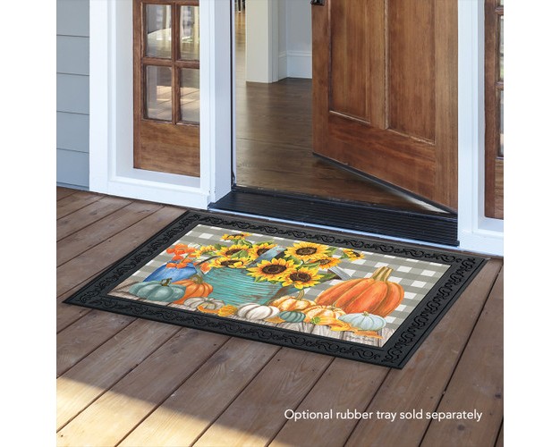 Briarwood Lane Sunflower Watering Can Fall Doormat Pumpkins Flora