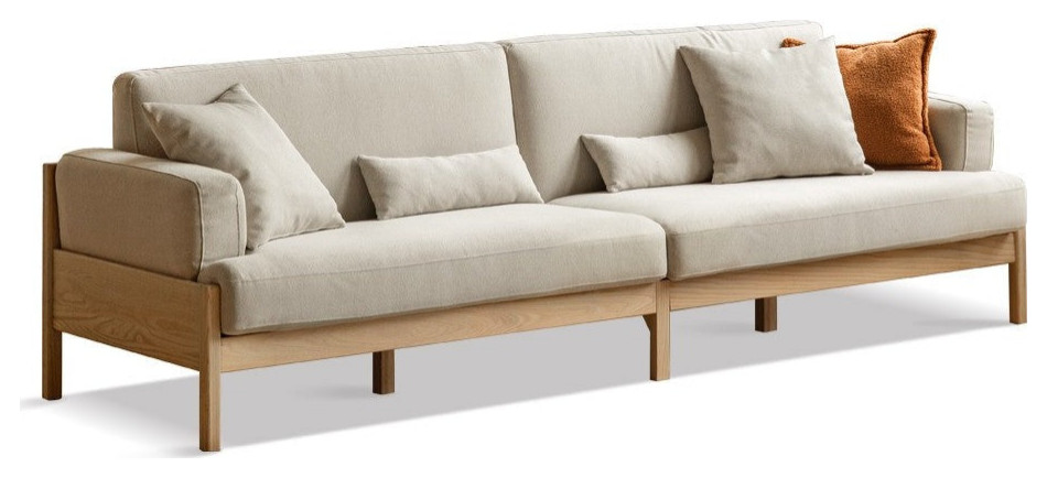 Oak Solid Wood Cream Color 4 seater Sofa   Transitional   Sectional Sofas   by GVAwood  Houzz