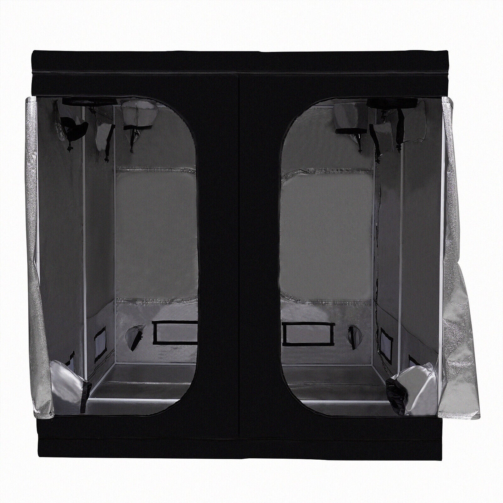 Black Oxford Cloth， Iron， Reflective Aluminum Film New Hydroponic Grow Tent Window Floor Tray for Indoor Plant Growing 80*80*80 inch