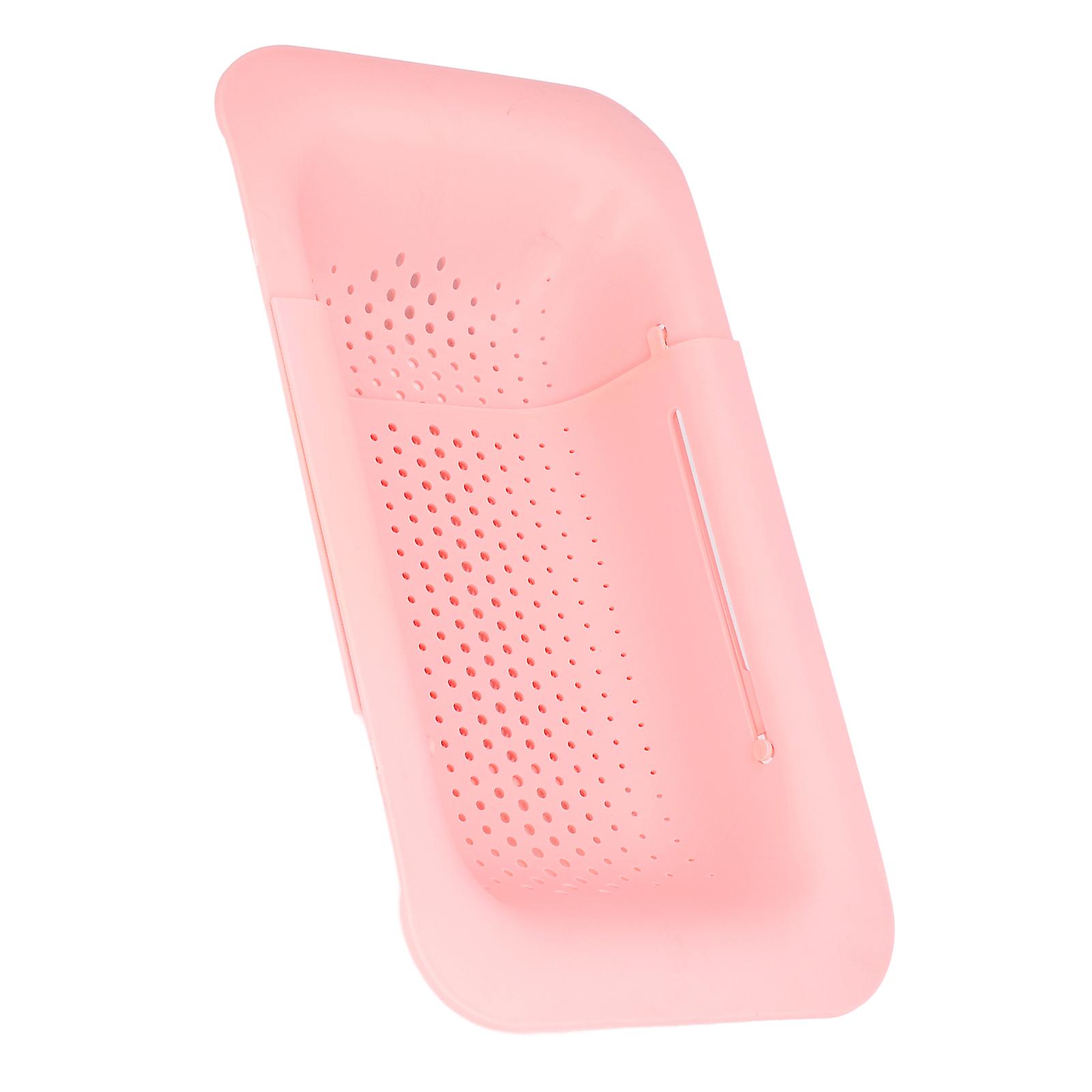 Strainer Basket Telescopic Design Anti Slip Rust Resistant Drain Colander Kitchen AccessoryPink