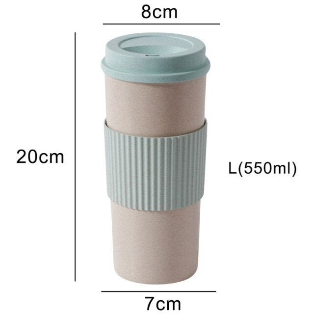 Wheat Fiber Straw Coffee Mug Double-wall Insulation Eco-friendly Coffee Cup Travel Leakproof Gift Mugs