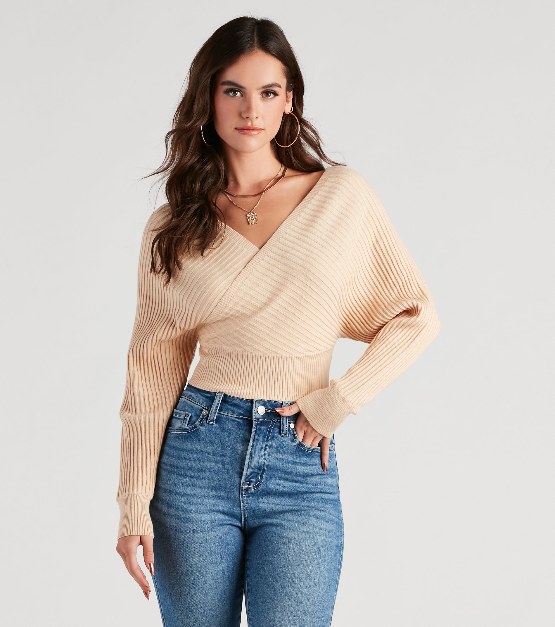 Doll It Up Open Back Ribbed Sweater