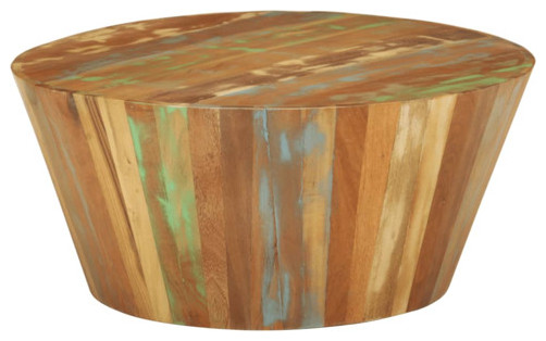 vidaXL Coffee Table Round End Table Accent Sofa Table Solid Wood Reclaimed   Farmhouse   Coffee Tables   by vidaXL LLC  Houzz