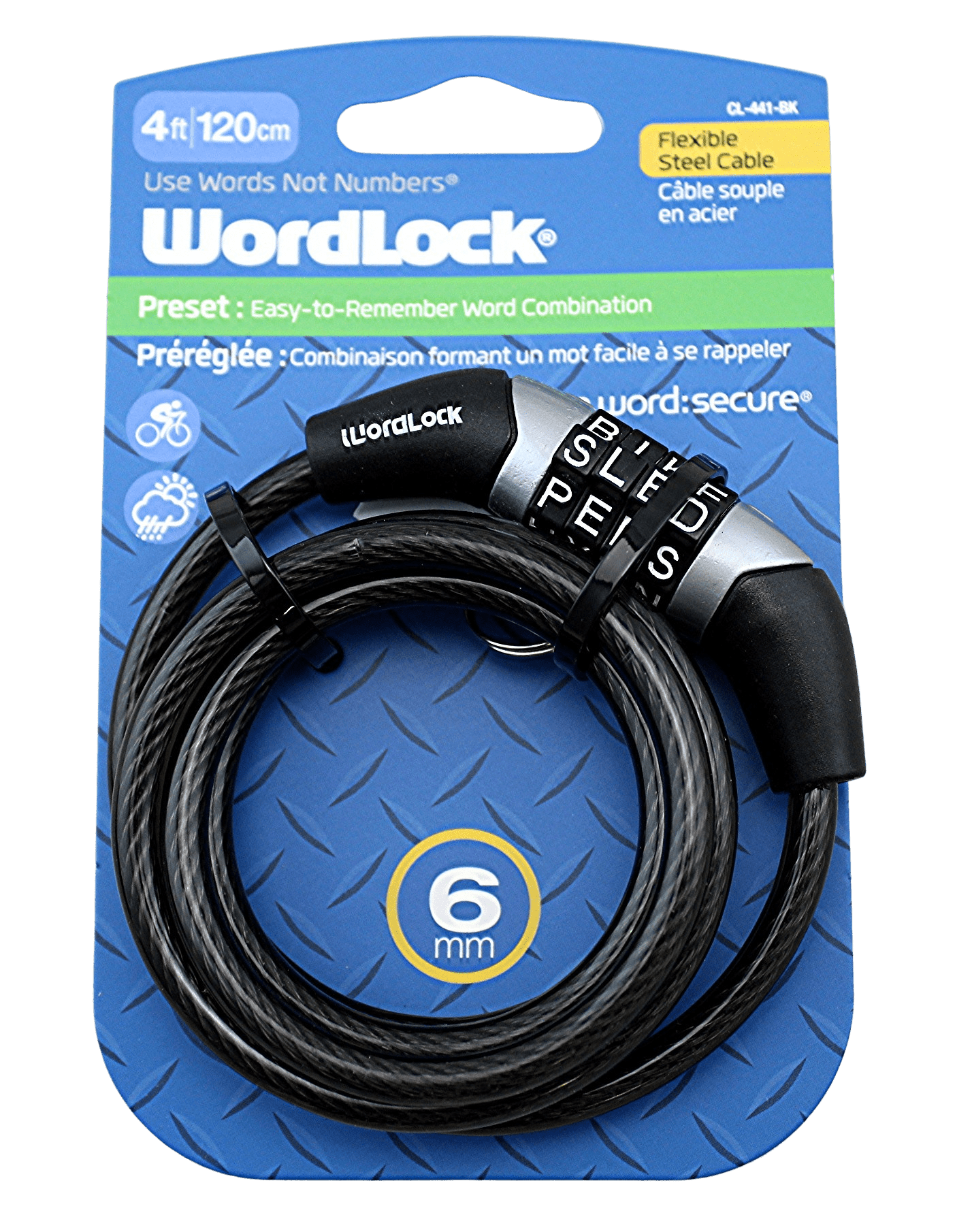 3 pack Word Alpha Combination Bicycle Lock Flexible Steel Bike Cable 4 ft Easy to Remember Word Supplied Ideal for Skateboards， and Sports Equipment Black