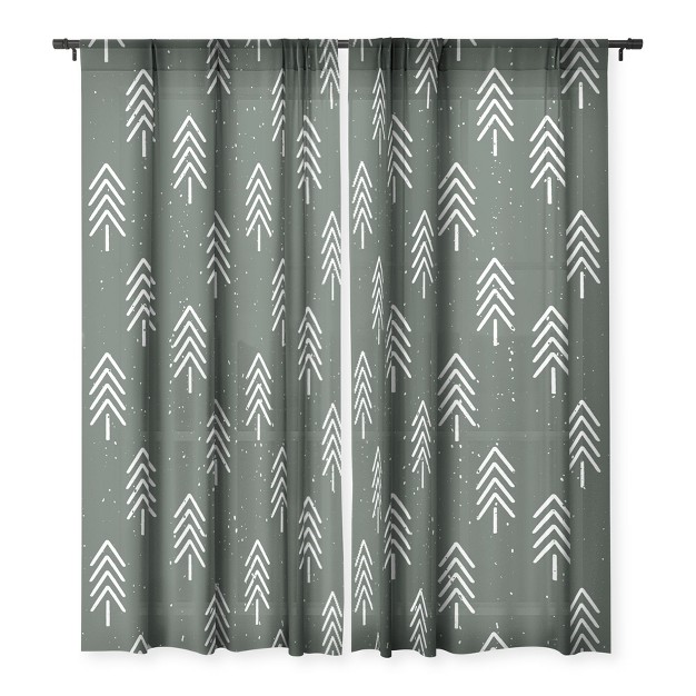 Coastl Studio Pine Trees Olive Single Panel Sheer Window Curtain Deny Designs