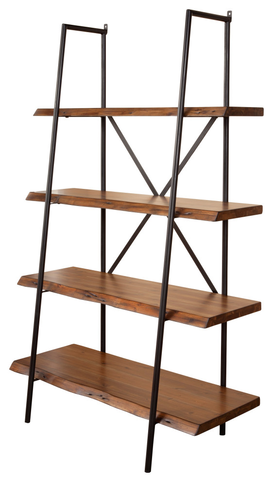 Benzara BM196029 Wooden Bookshelf  Sturdy Metal Frame  amp4 Shelves  Black  ampBrown   Industrial   Bookcases   by Uber Bazaar  Houzz